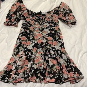 Chiffon puff sleeve mini dress.